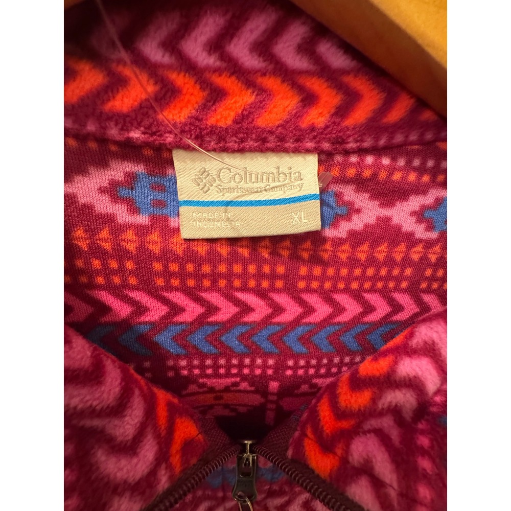 Columbia Womens XL‎ Fleece Pullover Quarter Zip Southwestern Geometric Pink New - Picture 3 of 6